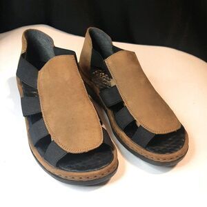 Rieker Antistress Sandal Womens 38 vegan leather and elastic cutout comfort shoe